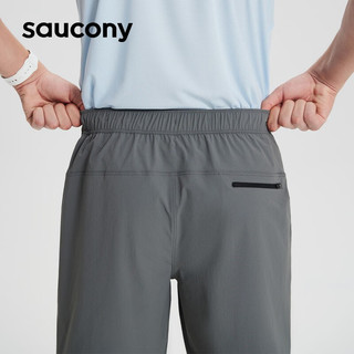 Saucony索康尼运动短裤男裤23夏季休闲跑步短裤梭织休闲运动裤透气短裤子 灰色 2XL（185/92A）