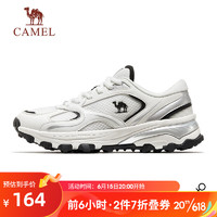 骆驼（CAMEL）运动鞋男女鞋网面透气休闲舒适跑鞋X23S09a7017 奶白/黑