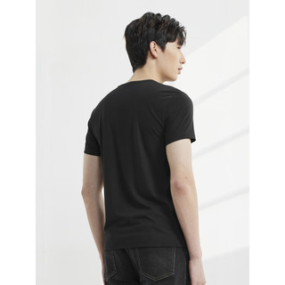 利郎莫代尔短袖T恤男纯色舒适弹力男士打底衫T恤无感领标设计 黑(22QNY00101) 165/S