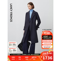 朗姿英伦风双排扣时尚休闲气质中长款风衣商场同款女士大衣外套 制服蓝 S