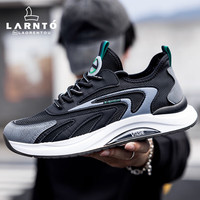 老人头（laorentou）休闲鞋男鞋夏季飞织鞋运动网鞋旅游鞋户外跑步板鞋男 LA03 黑 42