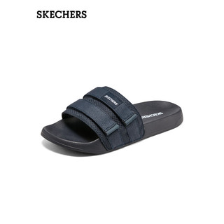 斯凯奇（Skechers）新款男鞋纯色简约时尚一字拖8790164 海军蓝色/NVY 39.5