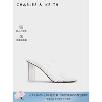 CHARLES&KEITH23夏季新品CK1-60920336时尚透明高跟凉拖鞋女鞋 White白色 35