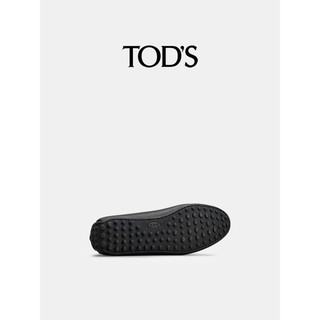 TOD'S官方2023新品T TIMELESS双T扣皮革豆豆鞋平底单鞋男鞋 黑色 39