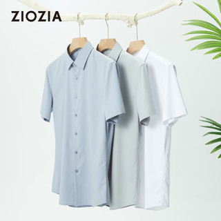 ZIOZIA短袖衬衫男夏季商务休闲都市时尚上装DWDC5X02 浅灰 95/M/170