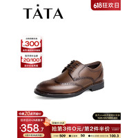 他她（TATA）2023春时尚雕花绑带商务皮鞋男鞋新款29K21AM3 啡色 39