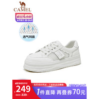 骆驼（CAMEL）小白鞋女新款运动休闲板鞋透气舒适面包鞋 L23S548137W白色 35