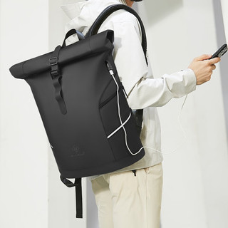 HK双肩背包男士笔记本电脑包书包初高中大学生大容量旅行包行李背包 炫酷黑