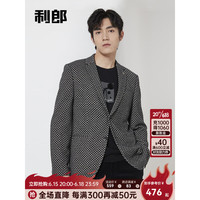 利郎官方休闲西服外套男修身版23秋季新款棋盘格设计单西上衣 黑咖(22QDX011SA) 165/80A
