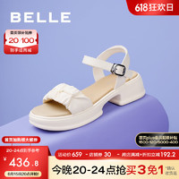 BeLLE 百丽 清新休闲凉鞋女2023夏季新商场同款一字带凉鞋Z6P1DBL3 米色 37