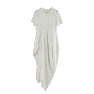 日着原创设计女装2023夏季新款高级感气质吊带裙白色不规则连衣裙 幕白 L