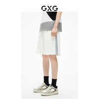 GXG男装 华夫格面料侧边装饰织带宽松阔腿短裤 2023夏季新品 白色 180/XL