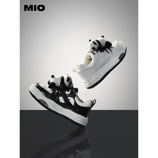 MIO米奥2023夏新款厚底小白鞋百搭面包鞋休闲鞋可拆卸黑白熊猫鞋 白色 36