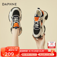 达芙妮（DAPHNE）老爹鞋女厚底运动休闲鞋2023新款女鞋春秋款学生跑步旅游鞋 黑色 35标准码