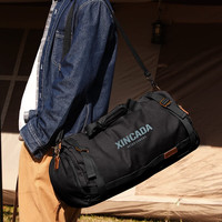新潮代旅行包大容量男女单肩手提行李包干湿分离出差运动健身包旅游包 蓝黑色