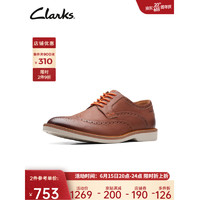 Clarks其乐艾提克系列男鞋新品商务正装鞋透气布洛克鞋德比鞋男 深棕褐色 261725027 43