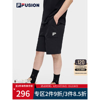 FILA FUSION斐乐潮牌男子梭织五分裤2023夏季新款宽松运动休闲裤 深黑-BK 190/96A/XXXL