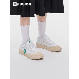 FILA 斐乐 FUSION斐乐潮牌CURVE女鞋帆布鞋2023夏季新款轻便滑板运动鞋透气 斐乐白/新波-WA 37.5