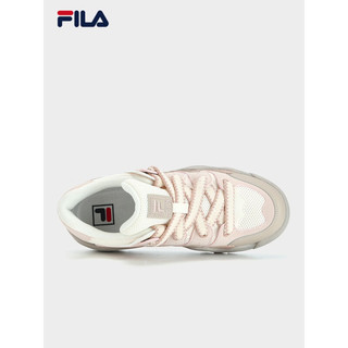 FILA 斐乐 斑斓鞋ROSETTA女鞋板鞋2023秋新款轻便厚底鞋复古休闲鞋 奶白/浅粉-GP 36.5