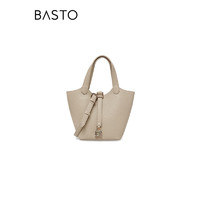 百思图（BASTO）23夏季新款商场同款时尚水桶包单肩斜跨包女X2892BX3 杏色 F