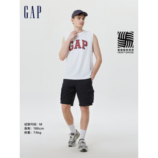 Gap 盖璞 男女装夏季2023新款LOGO纯棉亲肤运动背心672038无袖上衣 白色 180/96A(M)