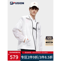 FILA FUSION斐乐潮牌男子梭织外套2023夏新宽松立领运动休闲上衣 标准白-WT 180/100A/XL