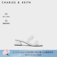 CHARLES&KEITH23夏季新品CK1-60280408一字带外穿粗跟凉拖鞋女 White白色 40
