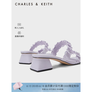 CHARLES&KEITH23夏季新品CK1-60280408一字带外穿粗跟凉拖鞋女 Lilac浅紫色 41