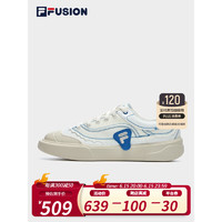 斐乐（FILA）FILA FUSION斐乐潮牌CURVE男鞋帆布鞋2023夏季新款轻便滑板运动鞋 微白/帝国蓝-WI 44.5