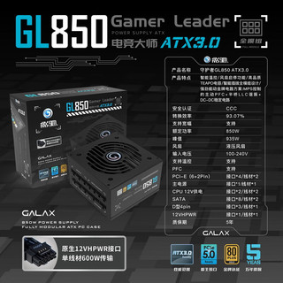 GALAXY 影驰 电竞大师 GL850 电脑电源 金牌全模组 额定850W