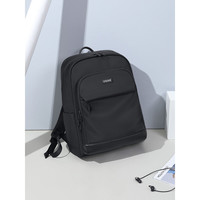 V.NINE 第九城 双肩包大容量商务背包男士多功能15.6英寸笔记本电脑包书包女中学生高中生书包大学生旅行包 典雅黑