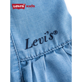 Levi's 李维斯童装女童牛仔短裤2023夏季新款儿童木耳边双侧口袋裤子 烟灰蓝 120/56