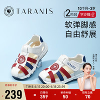 泰兰尼斯儿童凉鞋夏季男女宝宝软底婴儿包头机能鞋 白蓝红 26码