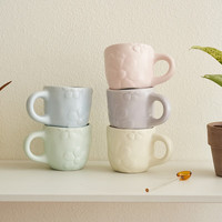 肆月奶油风陶瓷马克杯家用情侣喝水杯高颜值 海盐蓝-1只