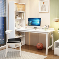 风叶青青北欧实木书桌现代简约学习桌电脑桌书房卧室办公桌工作台 实木单桌+牛角椅*1（白色） 1.2米