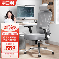 黑白调（Hbada）单背款 人体工学椅电脑椅子办公椅可躺学习椅家用电竞椅 灰色