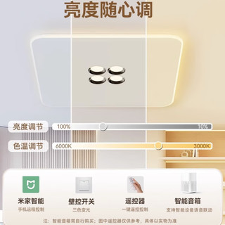 鹿家良品（LUUGAA）全光谱高显指护眼LED现代简约卧室书房玄月吸顶灯 圆护眼50cm无极光62w小爱