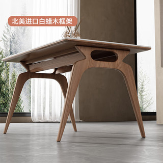 采薇 岩板餐桌椅组合家用客厅小户型现代简约长方形实木饭桌 1.4米餐桌+4张餐椅