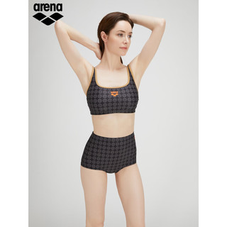 阿瑞娜（arena）2023女士泳衣泳裤分体套装50周年运动泳装速干舒适游泳衣时尚 BLK黑色套装 XL(170/90)