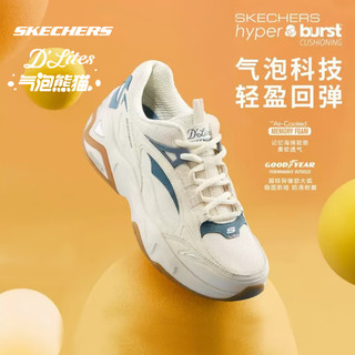 斯凯奇刘令姿同款丨Skechers气泡熊猫鞋夏季运动鞋舒适透气跑步鞋 149984-NTBL 自然色/蓝色 35