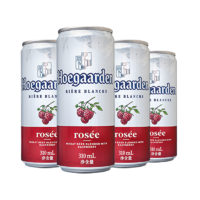 临期品：Hoegaarden 福佳 玫瑰红啤小麦啤酒 310ml*4听