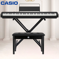 CASIO 卡西欧 电钢琴EPS130黑色电子数码钢琴88键重锤初学单机+木琴架+礼包