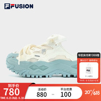 斐乐（FILA）FUSION斐乐潮牌硬糖女鞋运动拖鞋2023秋季新款休闲厚底鞋子 奶白/以太蓝-GE 35.5