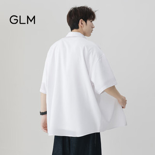 GLM森马集团品牌衬衫男夏季韩版宽松潮流百搭休闲半袖港风 白色 L