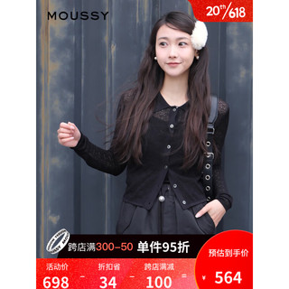 moussy 2023夏季新款气质通勤风垂感微透针织开衫028GSZ70-0060 020黑色 00020/F