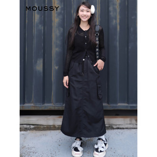 moussy 2023夏季新款气质通勤风垂感微透针织开衫028GSZ70-0060 020黑色 00020/F