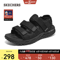 斯凯奇（Skechers）男子轻便户外休闲耐磨魔术贴凉鞋舒适237586父亲节礼物 全黑色/BBK 45