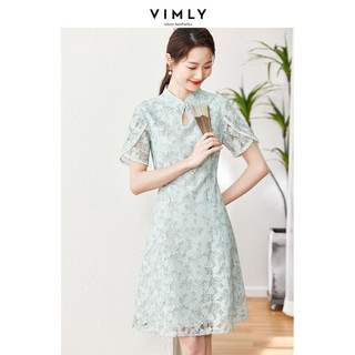 梵希蔓改良国风新式旗袍年轻款小个子显高绿色连衣裙女夏季设计感 V9686 浅绿色 S