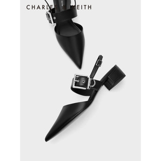 CHARLES & KEITH CHARLES&KEITH23夏季新品CK1-60920338时尚宽绊带粗跟凉鞋女 Black黑色 35