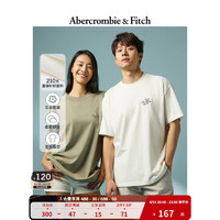 ABERCROMBIE & FITCH男装女装情侣 美式休闲宽松碎花刺绣图案Logo短袖T恤 326985-1 橄榄绿 XS (170/84A)